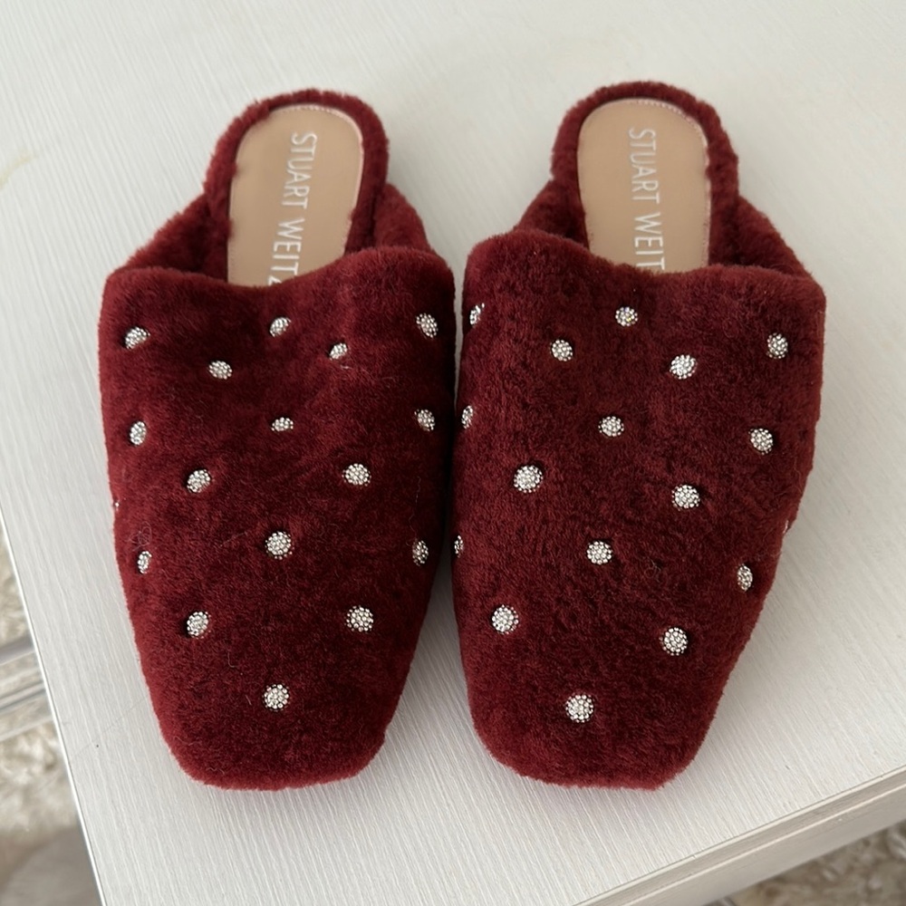NWOT Stuart Weitzman Jude Chill Balls of Fire Mules